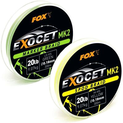 Fox MK2 Exocet Spod Braid - 300m Jaune, 9.07kg, 0.18mm - Publicité Fox MK2 Exocet Spod Braid - 300m Jaune, 9.07kg, 0.18mm - Publicité