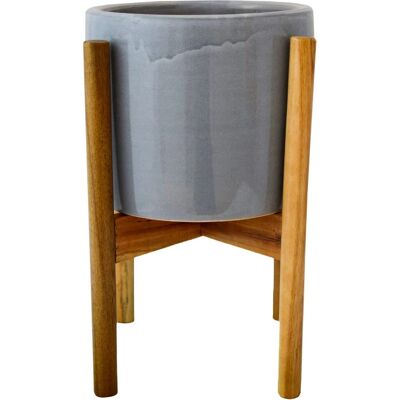 Ivyline Anzio Warm Grey Planter - Indoor Ceramic with Stand Ivyline Anzio Warm Grey Planter - Indoor Ceramic with Stand