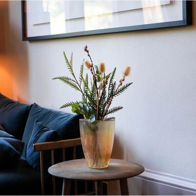 Ivyline - Amber Ribbed Tall Vase - H24.5cm - W18cm - Vase Ivyline - Amber Ribbed Tall Vase - H24.5cm - W18cm - Vase
