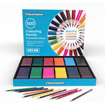 Classmaster Assorted Colouring Pencils - 500 Pack - Colorful Art Tools Classmaster Assorted Colouring Pencils - 500 Pack - Colorful Art Tools