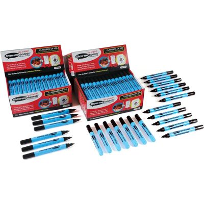 Show-me Black Medium Tip Drywipe Markers - Pack of 100 - Dry Wipe Markers for Education Show-me Black Medium Tip Drywipe Markers - Pack of 100 - Dry Wipe Markers for Education