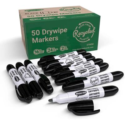 Show-me Teacher Drywipe Marker Black - Pack of 50 Show-me Teacher Drywipe Marker Black - Pack of 50