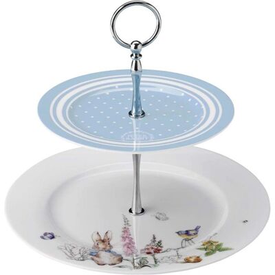 Peter Rabbit - Support à Gâteau en Porcelaine à Deux Niveaux - Publicité Peter Rabbit - Support à Gâteau en Porcelaine à Deux Niveaux - Publicité