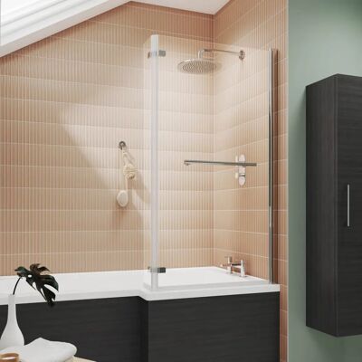 Royal Bathrooms - Quattro - 1400mm - Polished Chrome - Fixed Flipper Panel - Bath Screen Royal Bathrooms - Quattro - 1400mm - Polished Chrome - Fixed Flipper Panel - Bath Screen