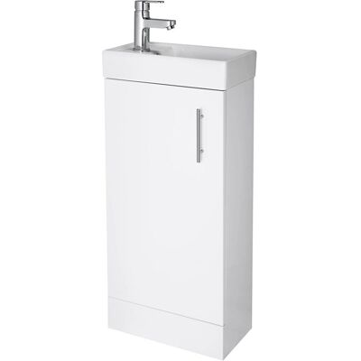 Voda 400mm Minimalist White Floor Vanity - Ceramic Basin Voda 400mm Minimalist White Floor Vanity - Ceramic Basin