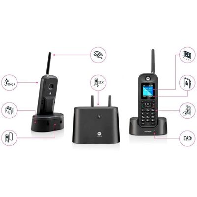 Telefono Fisso Senza Fili Motorola O201 - Nero Telefono Fisso Senza Fili Motorola O201 - Nero