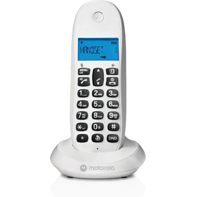 Motorola Vit C1001CB+ Trådlös Telefon - Blockera Samtal & Eco-läge Motorola Vit C1001CB+ Trådlös Telefon - Blockera Samtal & Eco-läge