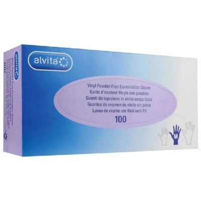 Guantes Médicos Alvita - Tamaño M - Sin Polvo - Desechables - Protección contra Ozono - 100 uds Guantes Médicos Alvita - Tamaño M - Sin Polvo - Desechables - Protección contra Ozono - 100 uds