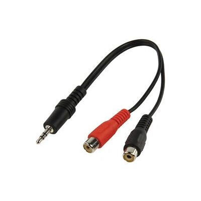Valueline CABLE-406 Audio Cable - 0.2m, 3.5mm to 2x RCA - Black Valueline CABLE-406 Audio Cable - 0.2m, 3.5mm to 2x RCA - Black