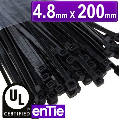 KENABLE - enTie - Black - 4.8mm x 200mm - Cable Ties KENABLE - enTie - Black - 4.8mm x 200mm - Cable Ties