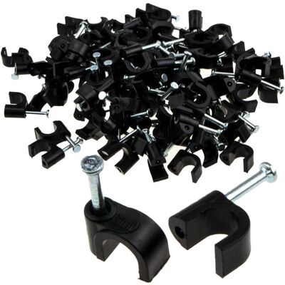 kenable - 100 x 6mm Round Cable Clips - Black - Cable Clips kenable - 100 x 6mm Round Cable Clips - Black - Cable Clips