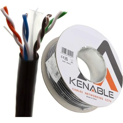 kenable - CAT6 Outdoor Ethernet Cable - Black - 100m - Ethernet Cable kenable - CAT6 Outdoor Ethernet Cable - Black - 100m - Ethernet Cable