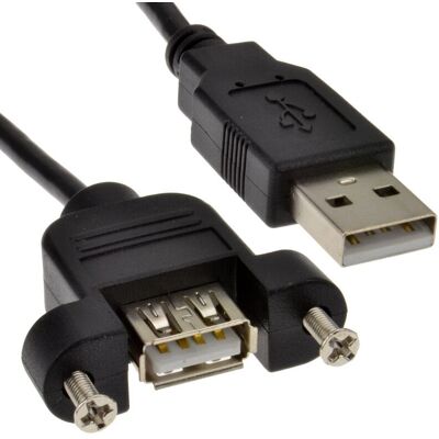Kenable 006536 USB Cable - Panel Mount, A to A, Black - USB Cable Kenable 006536 USB Cable - Panel Mount, A to A, Black - USB Cable