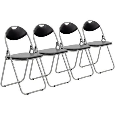Harbour Housewares Black/Silver Padded Folding Chair - Pack of 4 Harbour Housewares Black/Silver Padded Folding Chair - Pack of 4