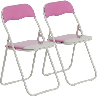 Harbour Housewares Rose / Blanc rembourré, pliant, chaise de bureau - Pack de 2 - Publicité Harbour Housewares Rose / Blanc rembourré, pliant, chaise de bureau - Pack de 2 - Publicité
