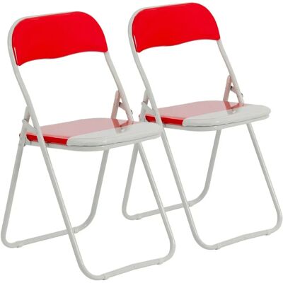 Chaise de bureau rembourrée, pliable, Harbour Housewares, lot de 2 - Rouge / Blanc - Publicité Chaise de bureau rembourrée, pliable, Harbour Housewares, lot de 2 - Rouge / Blanc - Publicité