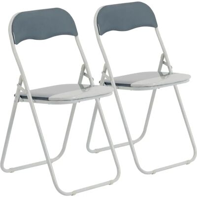 Harbour Housewares Grey/White Foldable Office Chair - Pack of 2 Harbour Housewares Grey/White Foldable Office Chair - Pack of 2