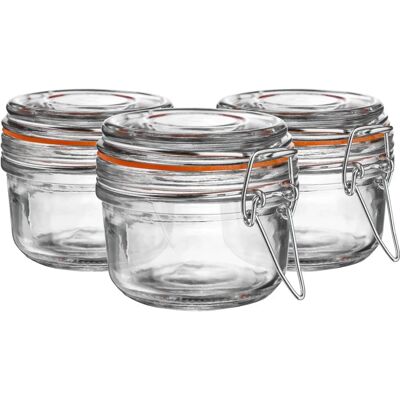 Argon Glass Storage Jars - 125ml Set - Orange - Airtight - Vintage Style Argon Glass Storage Jars - 125ml Set - Orange - Airtight - Vintage Style