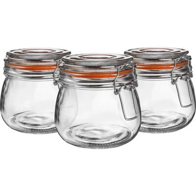 Argon Glass Storage Jars - 500ml - Orange - Airtight - Set of 6 - Clear Argon Glass Storage Jars - 500ml - Orange - Airtight - Set of 6 - Clear