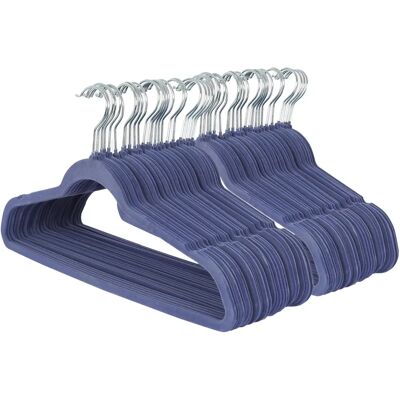 Harbour Housewares - Velvet Non-slip 45cm - Blue - Hangers Harbour Housewares - Velvet Non-slip 45cm - Blue - Hangers