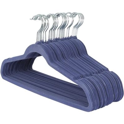 Harbour Housewares - 25x Velvet Non-slip 45cm - Blue - Clothes Hanger Harbour Housewares - 25x Velvet Non-slip 45cm - Blue - Clothes Hanger