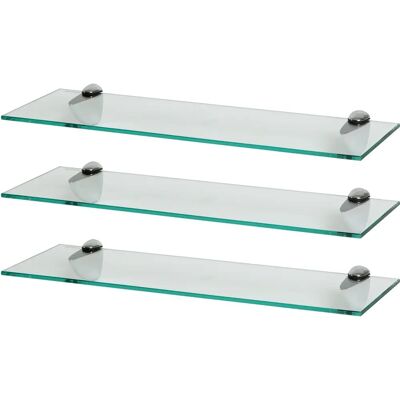 Harbour Housewares - 3x60cm Glass Floating Wall Shelves - Wall Shelves Harbour Housewares - 3x60cm Glass Floating Wall Shelves - Wall Shelves