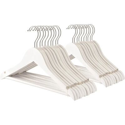 Harbour Housewares - 20x White Wooden Baby Hangers - Clothes Hangers Harbour Housewares - 20x White Wooden Baby Hangers - Clothes Hangers