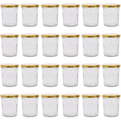 Argon Tableware 24x 250ml Glass Jam Jars With Gold Lids - Glass Jam Jars Argon Tableware 24x 250ml Glass Jam Jars With Gold Lids - Glass Jam Jars