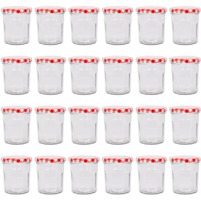 Argon Tableware 24x 250ml Glass Jam Jars - Red Gingham - Glass Jam Jars Argon Tableware 24x 250ml Glass Jam Jars - Red Gingham - Glass Jam Jars