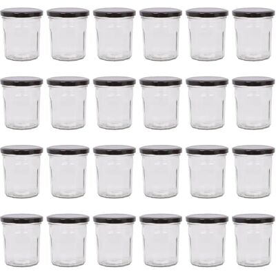 Argon Tableware 24x 250ml Glass Jam Jars With Black Lids - Glass Jam Jars Argon Tableware 24x 250ml Glass Jam Jars With Black Lids - Glass Jam Jars