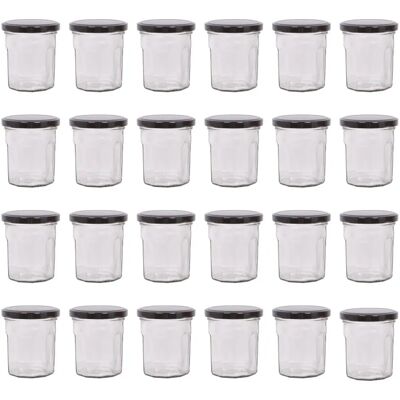 Argon Tableware - 24x150ml - Black Lids - Glass Jam Jars Argon Tableware - 24x150ml - Black Lids - Glass Jam Jars