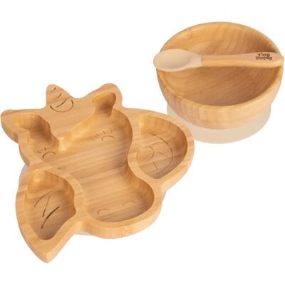 Tiny Dining - Bella The Unicorn Bamboo Suction Dinner Set - Beige - Dinner Set Tiny Dining - Bella The Unicorn Bamboo Suction Dinner Set - Beige - Dinner Set