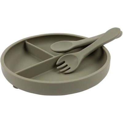 Tiny Dining Silver Sage Baby Segmented Silicone Suction Plate Set Tiny Dining Silver Sage Baby Segmented Silicone Suction Plate Set