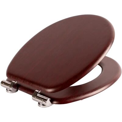 Harbour Housewares Mahogany Soft Close Wooden Toilet Seat - Oval Bathroom WC - Brown Harbour Housewares Mahogany Soft Close Wooden Toilet Seat - Oval Bathroom WC - Brown