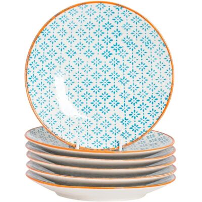 Nicola Spring Blue Patterned Side Plate Set - 18cm Dessert Plates Nicola Spring Blue Patterned Side Plate Set - 18cm Dessert Plates
