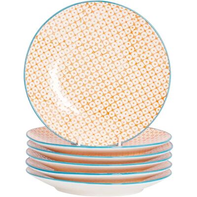 Nicola Spring 6 Piece Hand-Printed Side Plate Set - Orange - Side Plate Set - Dessert Plates - 18cm Nicola Spring 6 Piece Hand-Printed Side Plate Set - Orange - Side Plate Set - Dessert Plates - 18cm