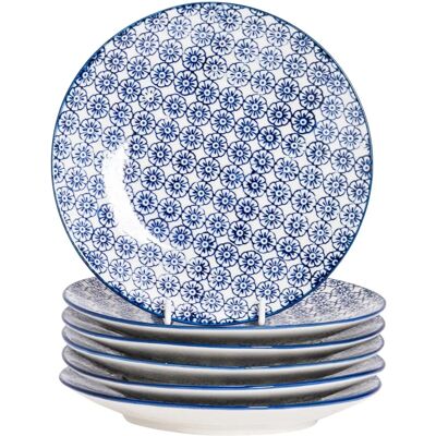 Nicola Spring Navy 6 Piece Hand-Printed Side Plate Set - Side Plate Set Nicola Spring Navy 6 Piece Hand-Printed Side Plate Set - Side Plate Set