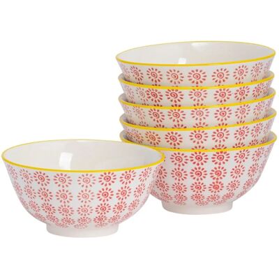 Nicola Spring Ensemble de 6 bols à céréales imprimés à la main - Porcelaine style japonais pour petit-déjeuner et dessert - Rouge - 16cm - Publicité Nicola Spring Ensemble de 6 bols à céréales imprimés à la main - Porcelaine style japonais pour petit-déjeuner et dessert - Rouge - 16cm - Publicité