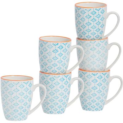 Nicola Spring Blue Hand-Printed Tea Mug - 360ml - Tea and Coffee Mug Set Nicola Spring Blue Hand-Printed Tea Mug - 360ml - Tea and Coffee Mug Set