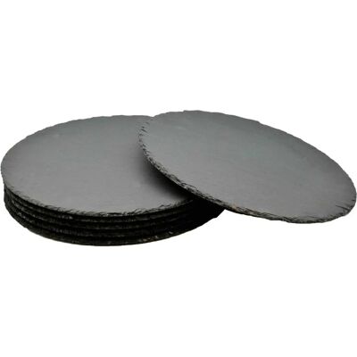 Argon Tableware Round Natural Slate Serving Plates - Set Of 6 - Serving Plates Argon Tableware Round Natural Slate Serving Plates - Set Of 6 - Serving Plates