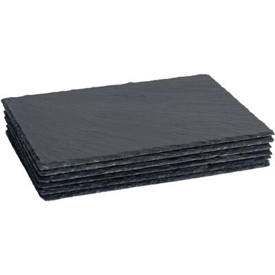 Argon Tableware Rectangular Natural Slate Placemats - Set Of 6 Grey Argon Tableware Rectangular Natural Slate Placemats - Set Of 6 Grey