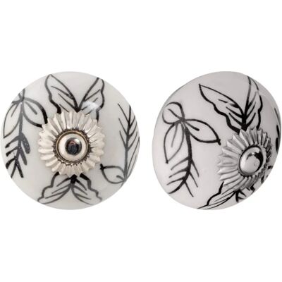 Boutons de tiroir en céramique Nicola Spring - Design floral - Feuilles noires/blanches - Pack de 6 multicolores - Publicité Boutons de tiroir en céramique Nicola Spring - Design floral - Feuilles noires/blanches - Pack de 6 multicolores - Publicité