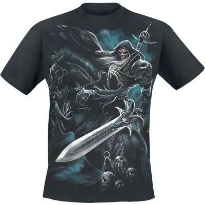 Spiral Direct Grim Rider - Schwarzes Gothic T-Shirt - Untote Stil Spiral Direct Grim Rider - Schwarzes Gothic T-Shirt - Untote Stil
