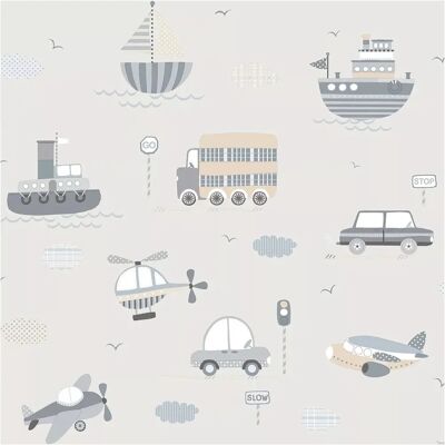 Galerie Tiny Tots 2 Transportation Wallpaper Greige/Tan - Wallpapers Galerie Tiny Tots 2 Transportation Wallpaper Greige/Tan - Wallpapers