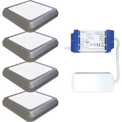Simple Lighting 4 Pack - Square Ultra Bright LED Plinth Lights - White Simple Lighting 4 Pack - Square Ultra Bright LED Plinth Lights - White
