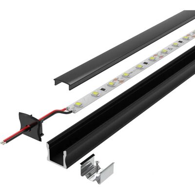 Simple Lighting 2m Surface Mounted Black Aluminium Profile Mounting Kit - Surface Mounted LED Profile Simple Lighting 2m Surface Mounted Black Aluminium Profile Mounting Kit - Surface Mounted LED Profile