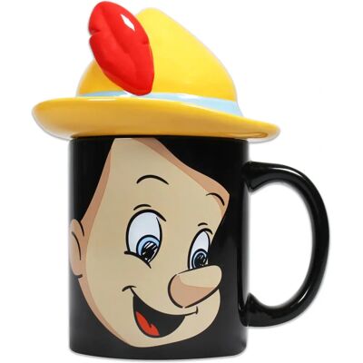 Caneca Disney Pinóquio com Tampa - Pintada à Mão, Esculpida à Mão - 400ml Caneca Disney Pinóquio com Tampa - Pintada à Mão, Esculpida à Mão - 400ml