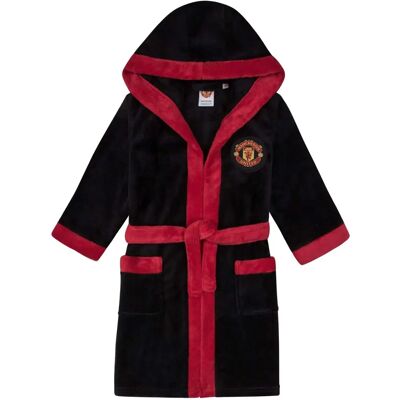 Manchester United FC Boys Hoodie Dressing Gown - Official Football - Black 7-8 Years Manchester United FC Boys Hoodie Dressing Gown - Official Football - Black 7-8 Years