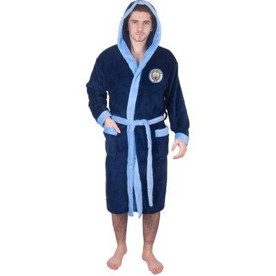 Manchester City FC Robe en molleton à capuche pour hommes - Cadeau de football - Publicité Manchester City FC Robe en molleton à capuche pour hommes - Cadeau de football - Publicité