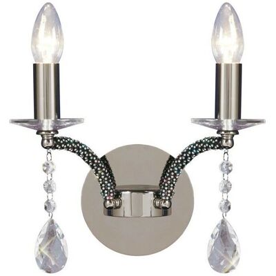 Inspired Lighting Fiore Wall Lamp - 2 Candle Light - Black Chrome - Crystal Inspired Lighting Fiore Wall Lamp - 2 Candle Light - Black Chrome - Crystal